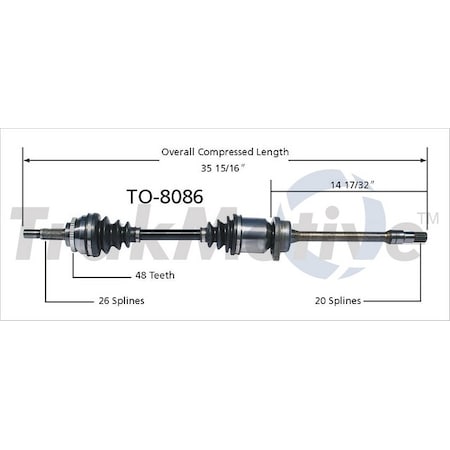 Surtrack Axle Cv Axle Shaft, To-8086 TO-8086